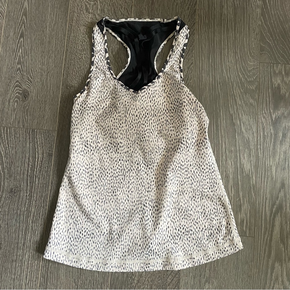 Lululemon Dottie Dash grain leopard cheetah razorback tank top